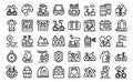 Bike trip icons set outline vector. Camp tool safety