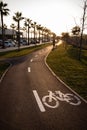 Bike urban path, new bicycle path in the city, cycle tracks, Sitges