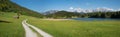 Bike way from Gerold to Barmsee, panorama mountain landscape with karwendel alps view bavaria Royalty Free Stock Photo
