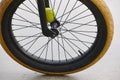 Bike wheel detail. BMX style. Sport background. Royalty Free Stock Photo