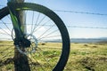 Bike wheel in the mountain Royalty Free Stock Photo