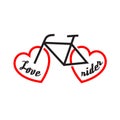 Bike with wheels shapes of the heart. Love rider. Royalty Free Stock Photo