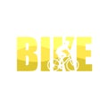 bike word with cyclist silhouette