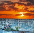 Bike wreck at sunset Royalty Free Stock Photo