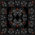 Biker bandana red and black. Vector print square.