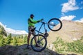 Biker-boy in Himalaya mountains Royalty Free Stock Photo