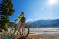 Biker-boy in Himalaya mountains Royalty Free Stock Photo
