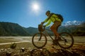 Biker-boy in Himalaya mountains Royalty Free Stock Photo