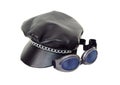 Biker cap and goggles