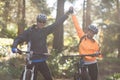 Biker couple holding each others hands Royalty Free Stock Photo