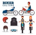 Biker culture elements design