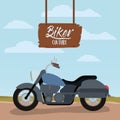 Biker culture poster with classic vintage motorcycle with blue fuel tank Royalty Free Stock Photo