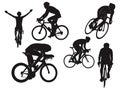 Biker Cycling Ride Road Bike Celebration Black Silhouette Royalty Free Stock Photo