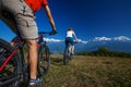 Biker family in Himalaya mountains Royalty Free Stock Photo