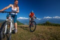 Biker family in Himalaya mountains Royalty Free Stock Photo