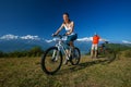 Biker family in Himalaya mountains Royalty Free Stock Photo