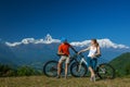 Biker family in Himalaya mountains Royalty Free Stock Photo