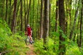 Biker on the forest road riding outdoor