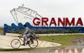 Biker in front of Granma memorial