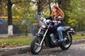 Biker girl on motorcycle