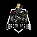 Women on sport motorbikes cartoon character vector logo