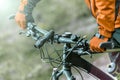 Biker Holds Bike Helm