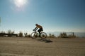 Biker ioannina city bike race in the morning uphill Royalty Free Stock Photo