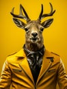 biker jacket,deer, HyperRealistic