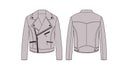 Biker jacket design flat sketch Illustration front and back view illustration template,men and women winter jacket