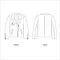 Biker jacket design template. Short leather jacket technical drawing.