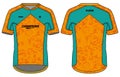 Biker jersey t-shirt design concept flat sketch vector illustration, Cycling jersey concept with front and back view for racing,