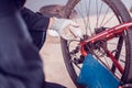 Biker lubricating oil for bicycle chains, Close-up