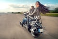 Biker Man and woman riding on motorcycle