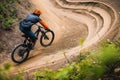 biker maneuvering through a series of trail switchbacks Royalty Free Stock Photo