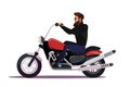 Biker on motorcycle flat vector illustration