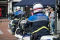 Biker of the national police making the traffic, during a demonstration of public service Royalty Free Stock Photo