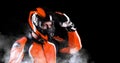 Biker in orange equipment