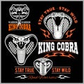 Biker patches King cobra - vector set