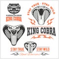 Biker patches King cobra - vector set