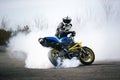 Motorcycle rider performing burnout Royalty Free Stock Photo