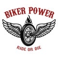 Biker power. Wheel with wings. Royalty Free Stock Photo