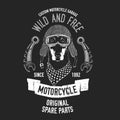 Biker quote with dog for garage, service, t-shirt, spare parts Vector image