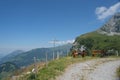 Biker resting on Swiss mountain road trail