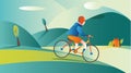 Biker ride bicycle in country vector illustration