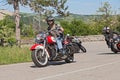 Biker riding Harley Davidson