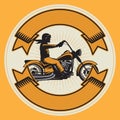 Biker riding a motorcycle. Bikers event or festival emblem