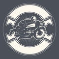 Biker riding a motorcycle. Bikers event or festival emblem