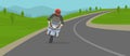 Biker riding motorcycle on the highway. Cornering or turning bike. Royalty Free Stock Photo