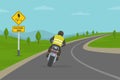 Biker riding motorcycle on the highway. Cornering or turning bike on high risk area Royalty Free Stock Photo