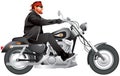Biker riding Motorcycle, modified custom bike chopper realistic vector illustration